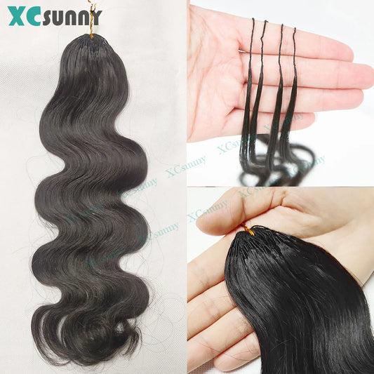 Body Wave Crochet Human Hair Knotless Invisible Crochet Extensions With String In The Middle