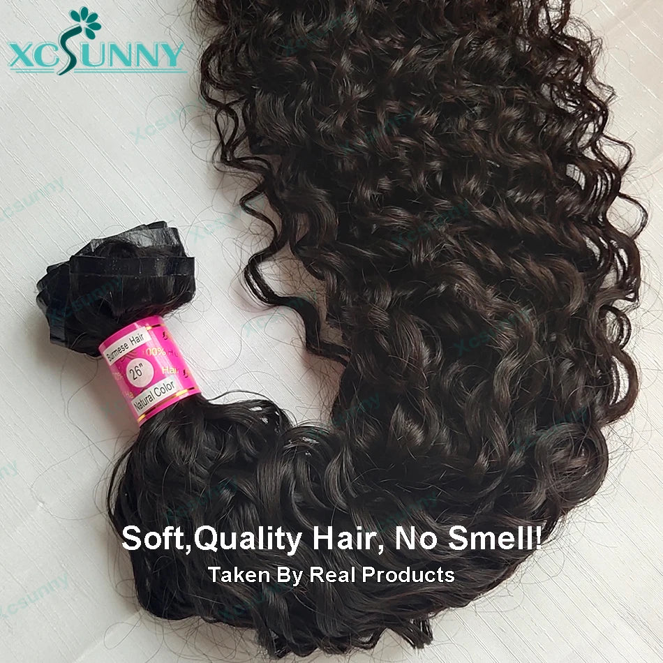 Burmese Water Wave Curly Seamless PU Human Hair Clip Ins