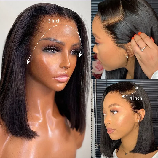 Brazilian Bone Straight Bob - Pre Plucked HD Transparent Lace Human Hair Glueless Wig