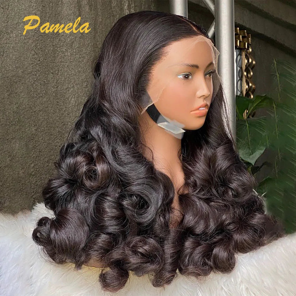 Loose Wave Transparent PrePlucked Lace Front Glueless Human Princess Hair Wig