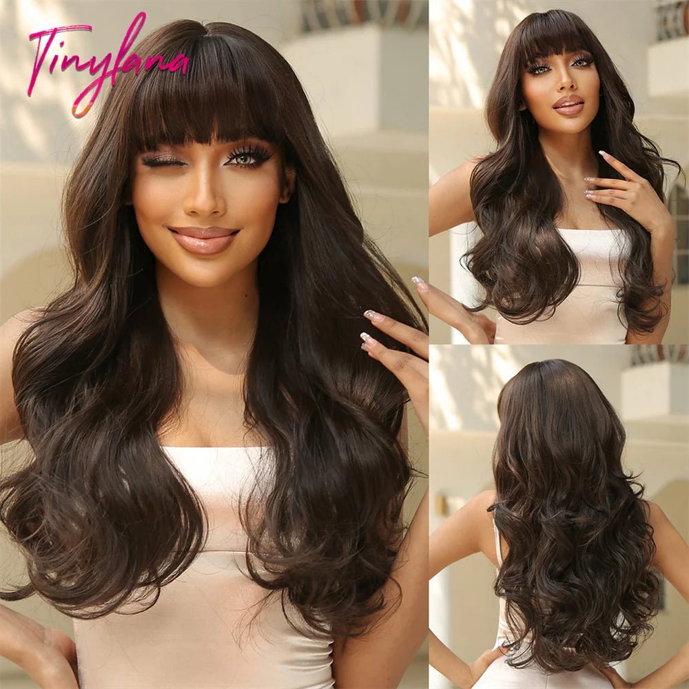 Long Curly Wavy Cosplay Synthetic Wigs With Bangs - Various Colors Available
