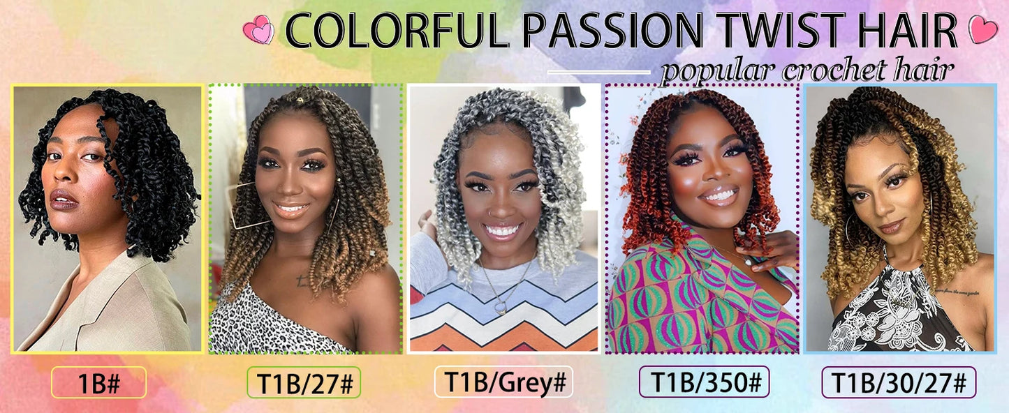 Pre-twisted Passion Twist Synthetic Crochet Hair - 8" Pre-looped
