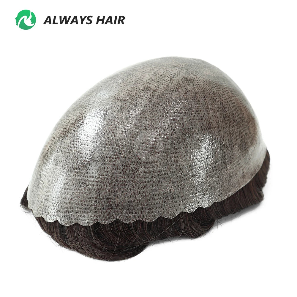 0.12-0.14mm PU Toupee Human Hair Men's Capillary Prothesis 130% Density - Various Colors Available