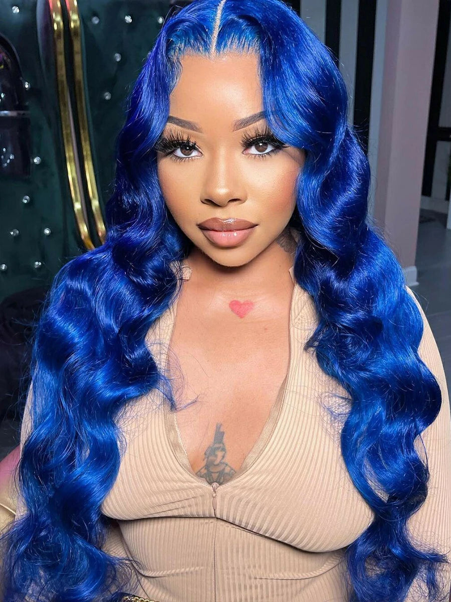Blue Body Wave - Pre Plucked HD Transparent Lace Front Human Hair Wig