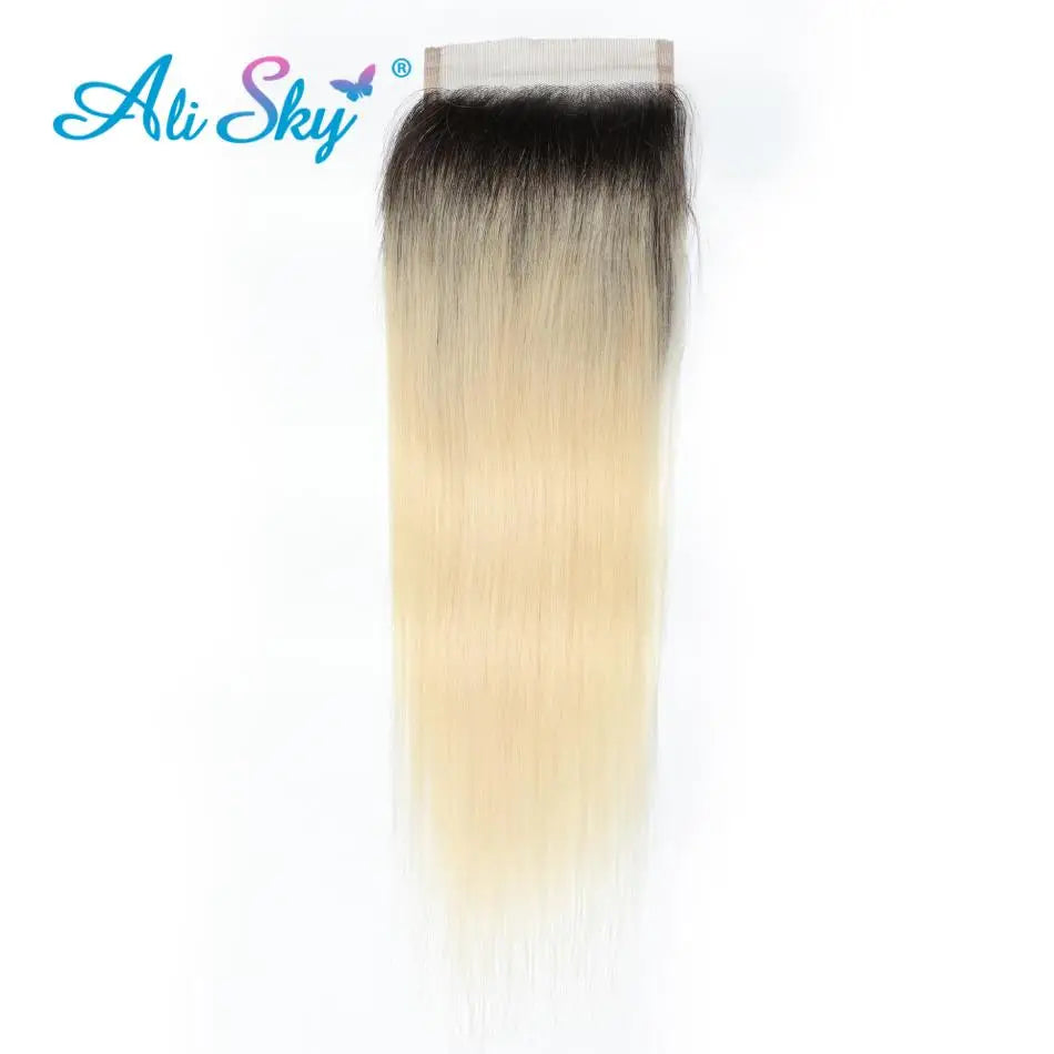 Brazilian Virgin Human Hair Straight Swiss Lace Closure HD Transparent 1B  & 613 Honey Blonde