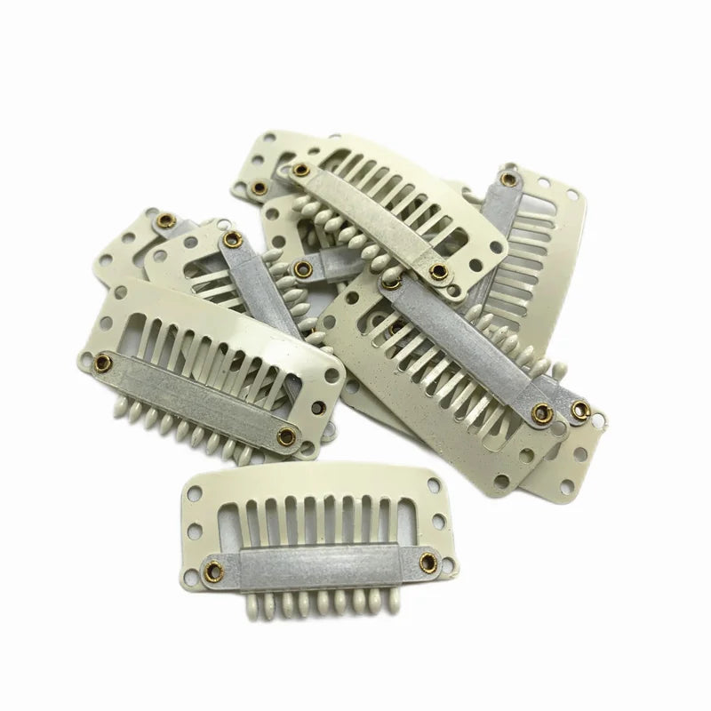 Small 24 Pcs 9-teeth Beige/Brown/Black Hair Clips for Extension Clip-Ins