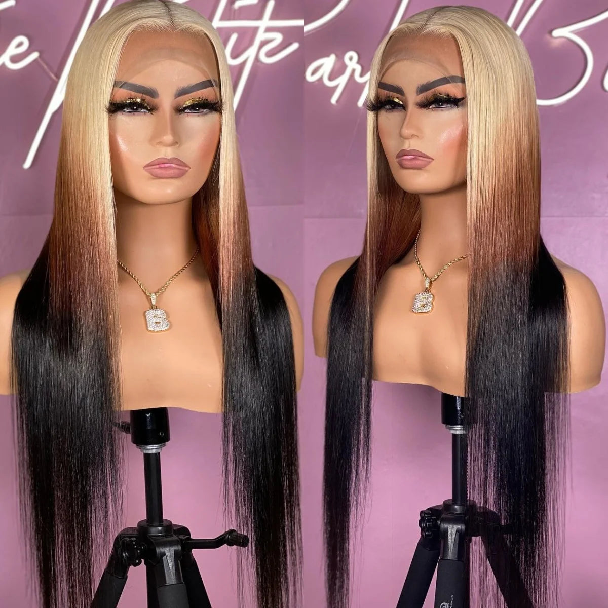 Ombre Synthetic Lace Front Wig , Long Straight or Body Wave Available