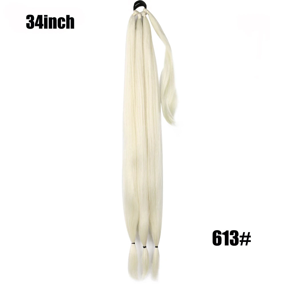 26/34inch Synthetic Long Straight Wrap Around Chignon Ponytail With Rubber Band