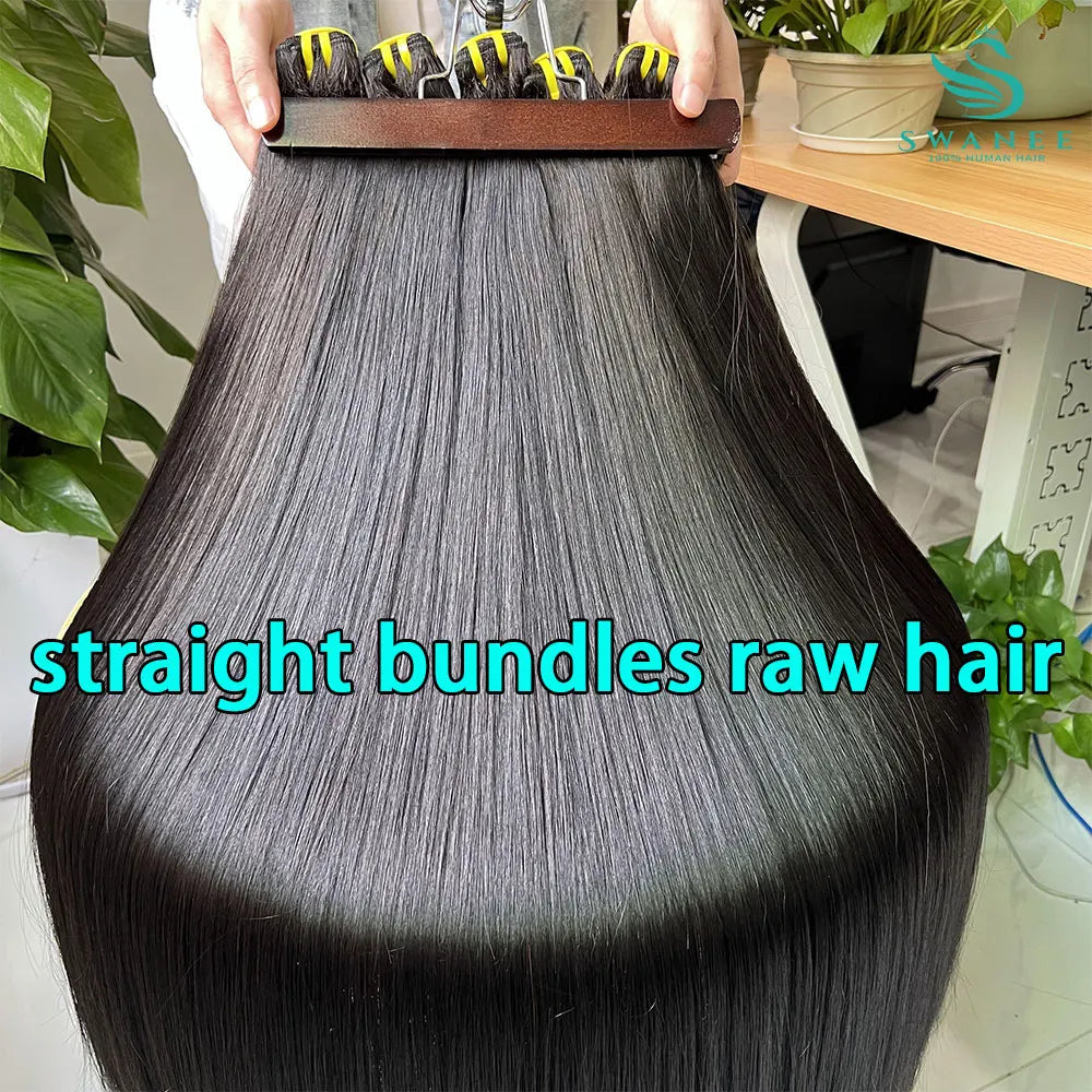 Bone Straight Human Hair Bundles 12A Grade 100% Unprocessed Raw Vietnamese Virgin Weft #1B Natural Black
