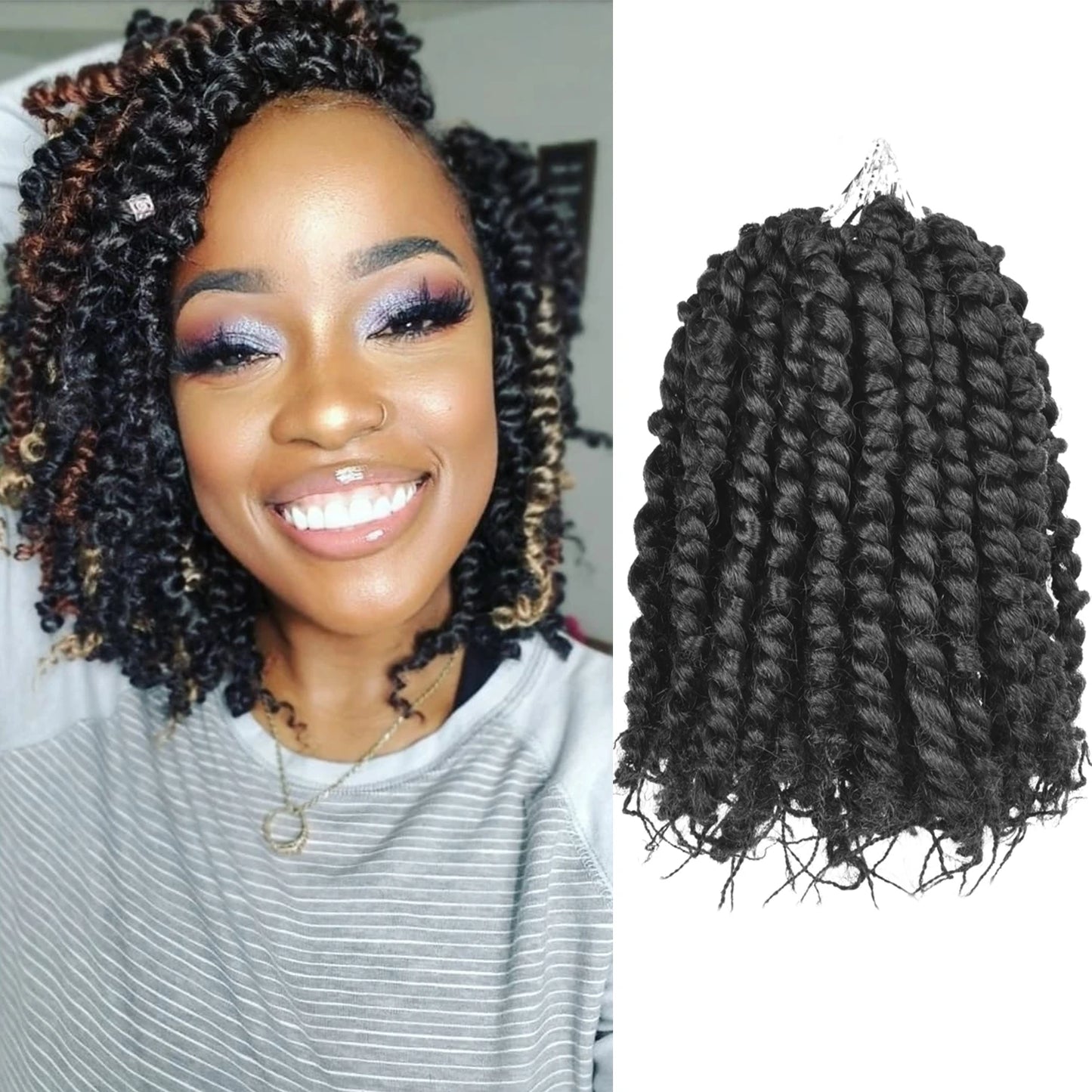 Pre-twisted Passion Twist Synthetic Crochet Hair - 8" Pre-looped