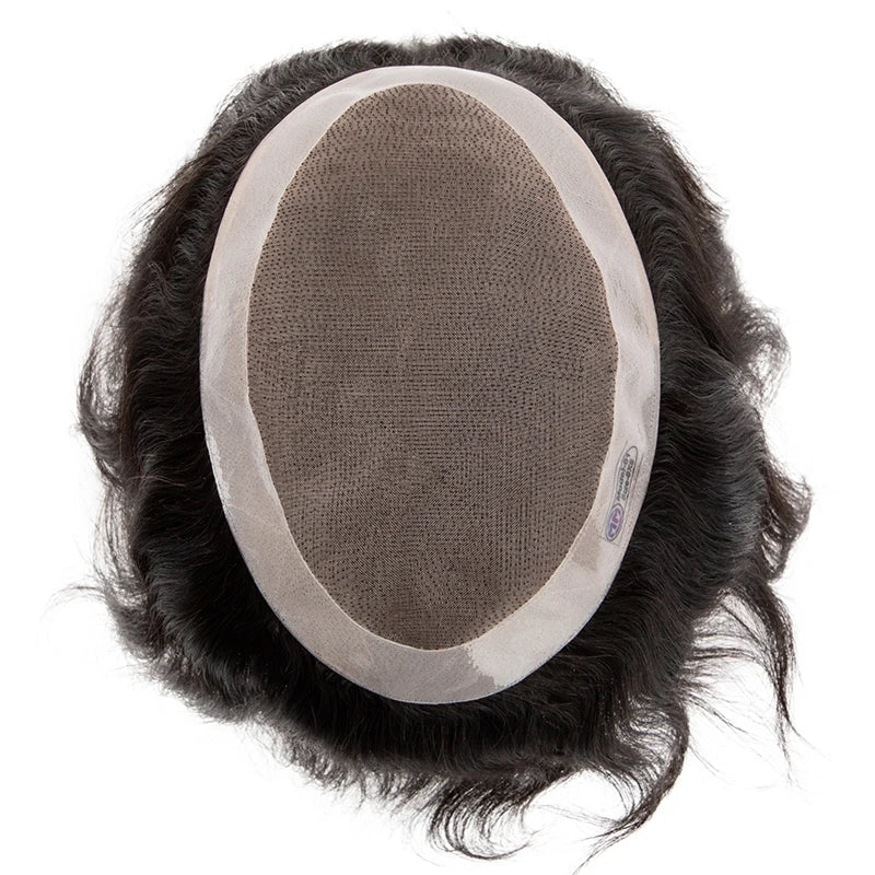 Straight or Wave Mono PU Men's 6inch Natural Human Hair Prosthesis Toupee/Hair Systems - Various Options Available