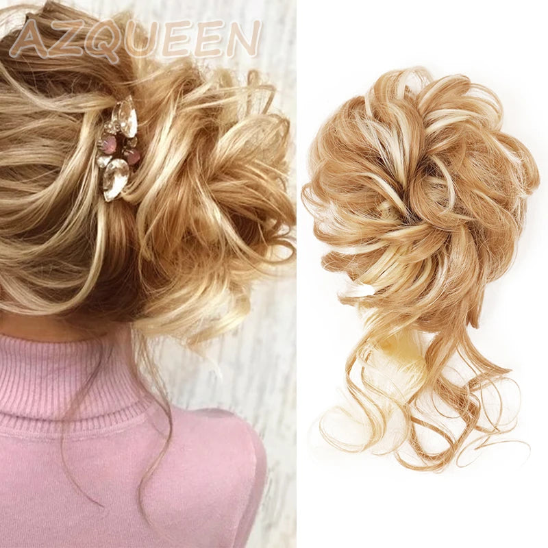 Synthetic Culrly Messy Ponytail Updo Bun with Elastic Band/Scrunchy