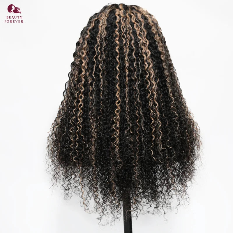 Bye Bye Knots Curly Lace Front Glueless Ready to Wear - Highlights Color Human Hair Wig