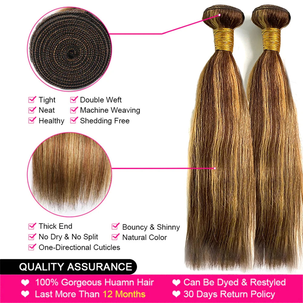 Highlight Straight Human Hair Bundles P4/27 Colored Ombre