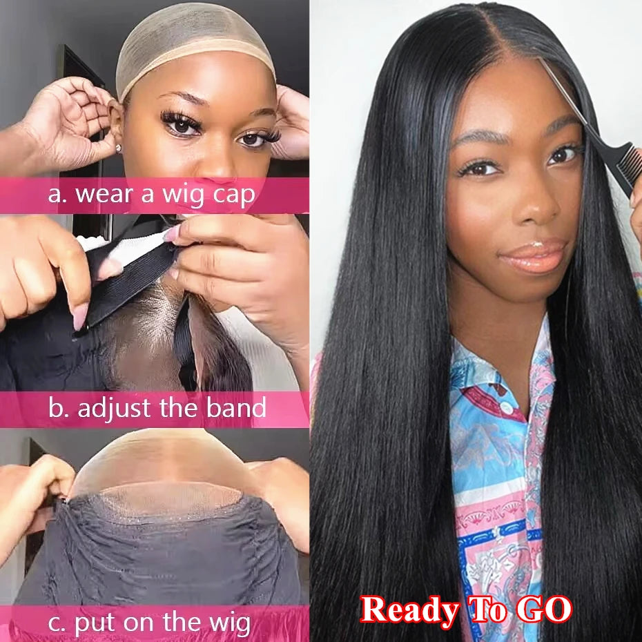 Bone Straight - Glueless Pre-Cut Lace Wear and Go Human Hair Wig