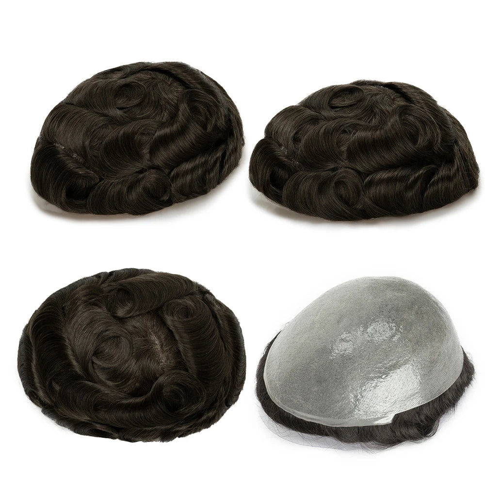 Natural Hairline Toupee Human Hair Double Knots Hair System - Various Options Available