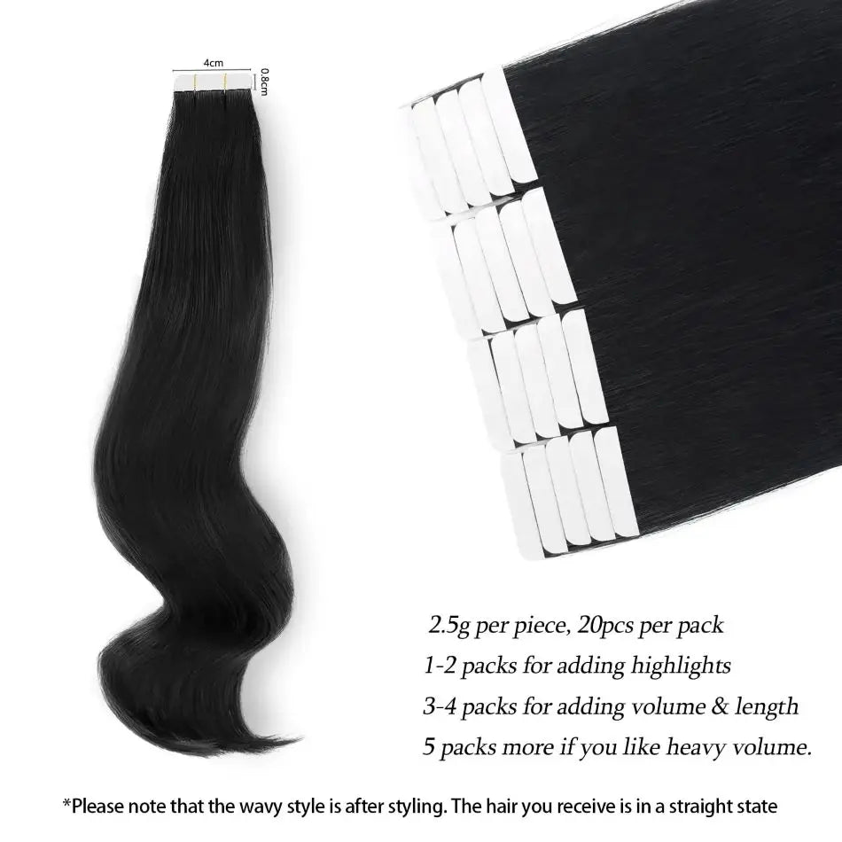 Straight - Tape in Human Hair Extensions 20 Pcs