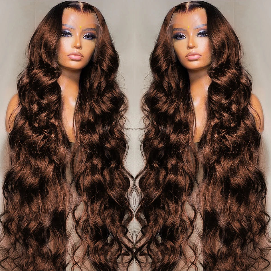 Brazilian Chocolate Brown Body Wave - Gluless HD Preplucked Lace Frontal Human Hair Wig