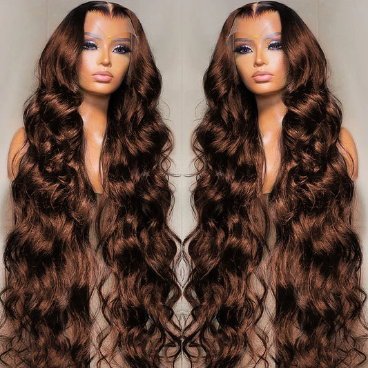Brazilian Chocolate Brown Body Wave - Gluless HD Preplucked Lace Frontal Human Hair Wig