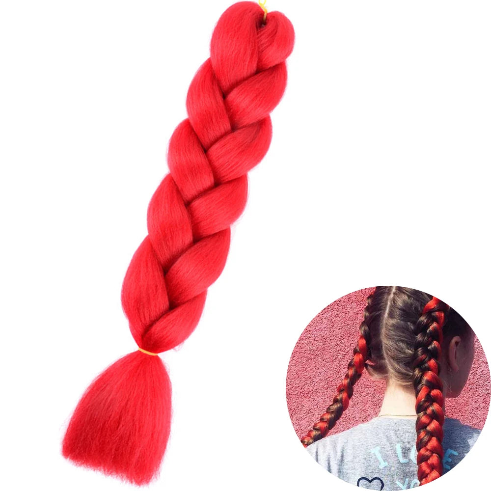 24" Synthetic Yaki Jumbo Braiding Hair - Various Colors Available