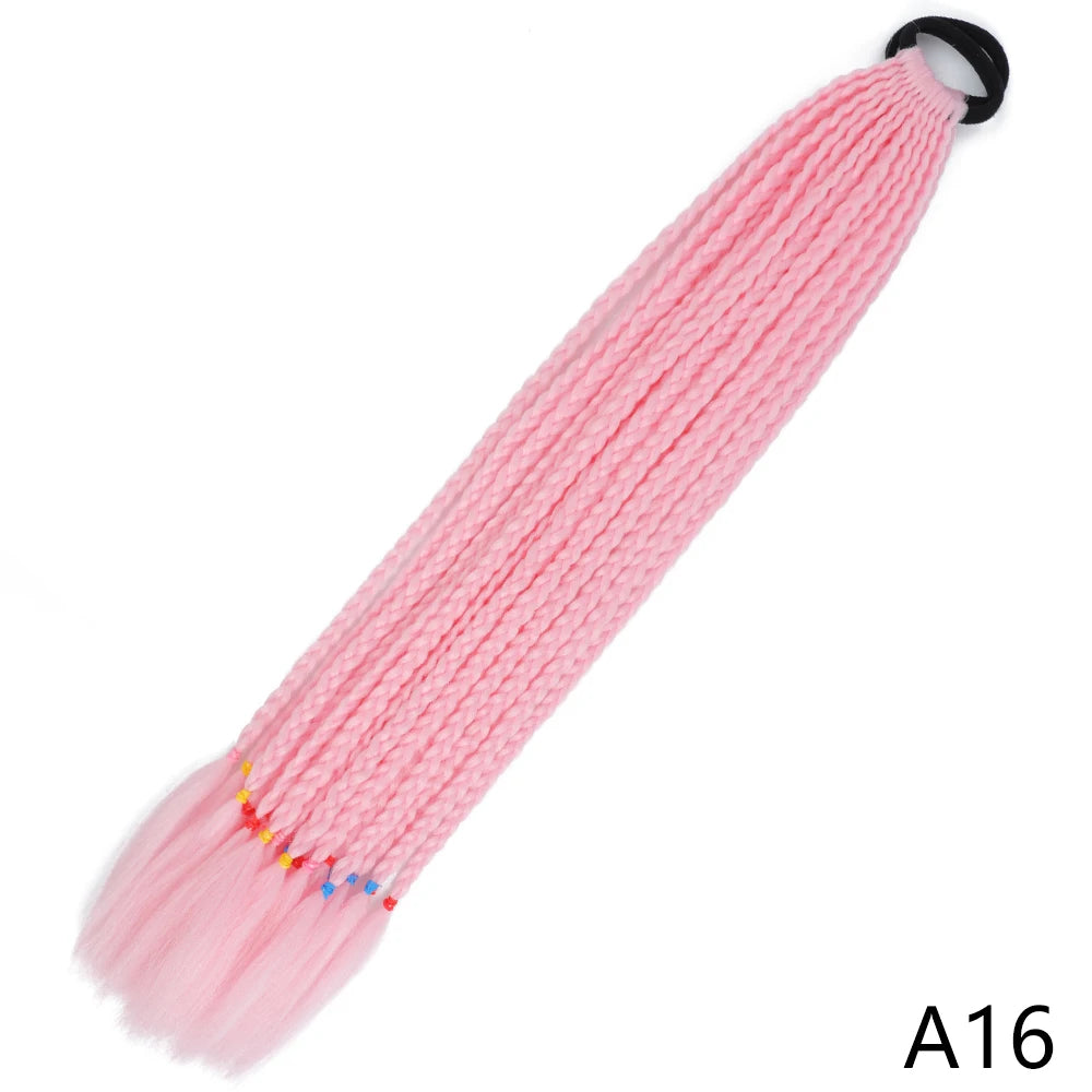 Synthetic Gradient Color Braided Ponytails With Elastic Band