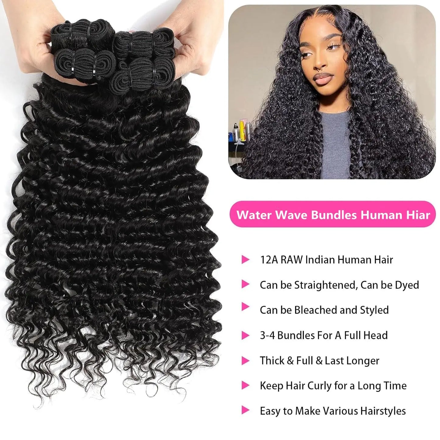 Water Wave Peruvian 100% Human Hair Bundles