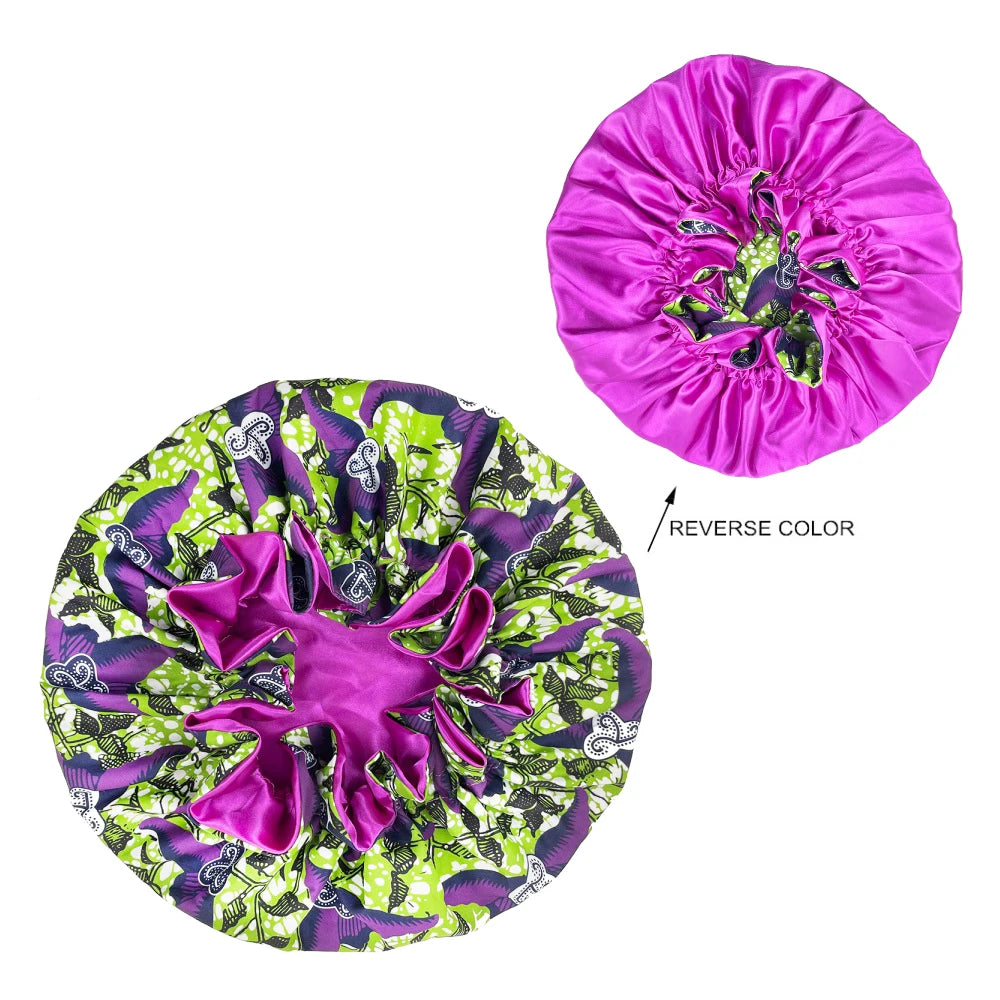 African Pattern Print Satin Bonnets