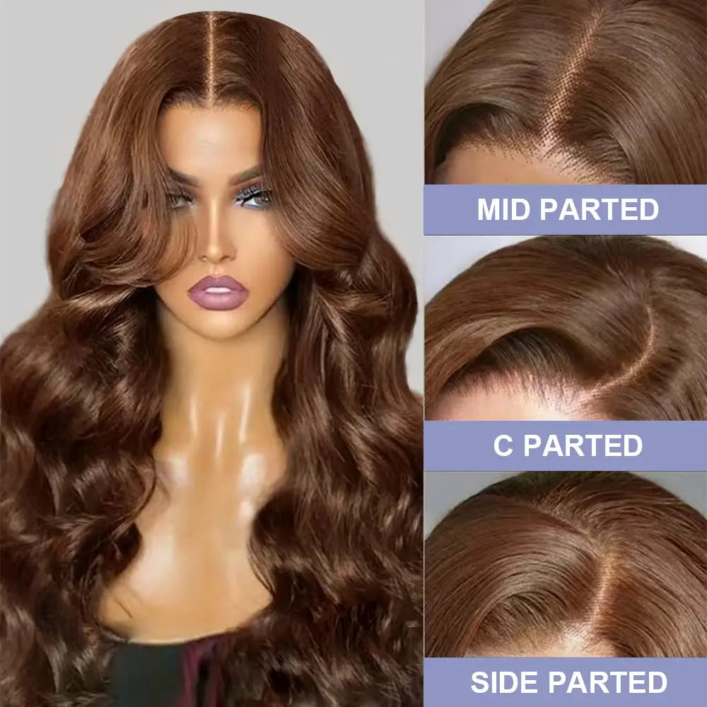 Brazilian Chocolate Brown Body Wave - Gluless HD Preplucked Lace Frontal Human Hair Wig