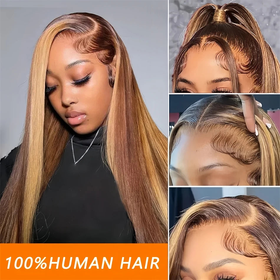 Bone Straight Highlight - HD Preplucked Lace Human Hair Wig
