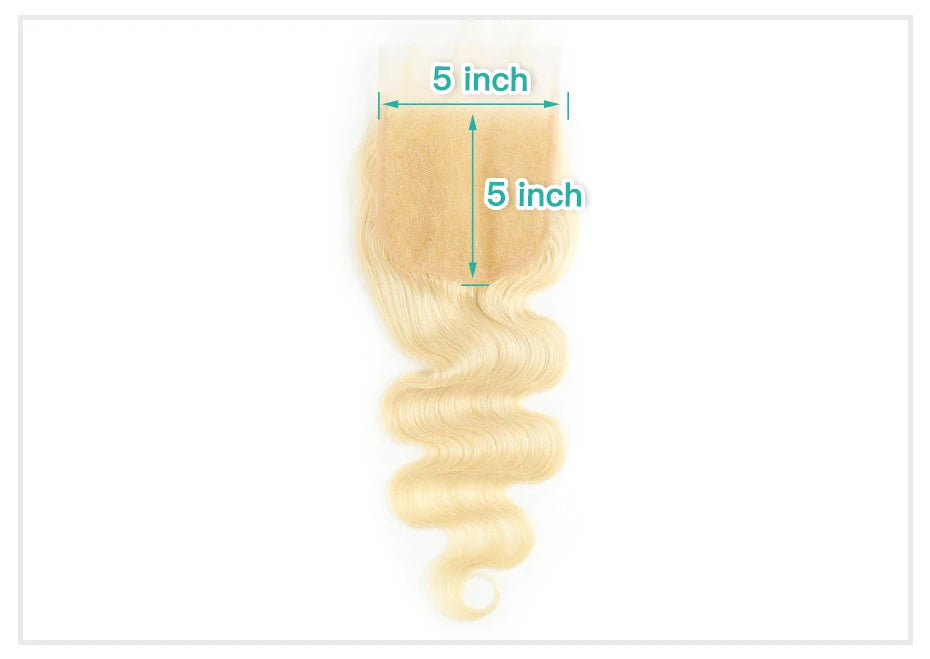 613 Blonde Body Wave HD Lace Frontal or Closure PrePlucked Brazilian Remy Human Hair - Various Options Available
