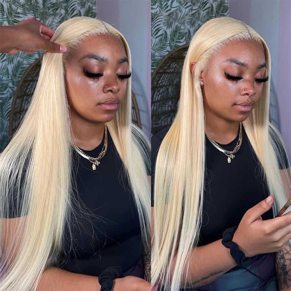 Silver Grey Brazilian Bone Straight or Body Wave - Pre Plucked Lace Front Human Hair Wig