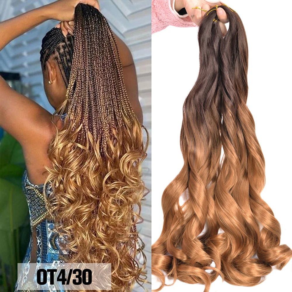 French Spiral Curls Synthetic Braiding Hair - Pre Stretched - Various Colors Available