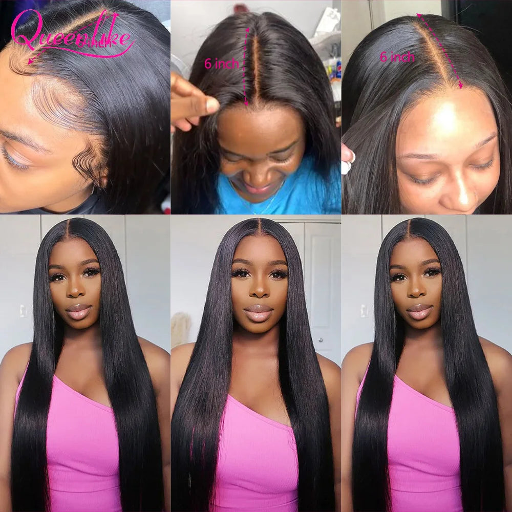 Brazilian Straight, 2x6, 6 Inch Deep, Middle Part Lace Front Closure