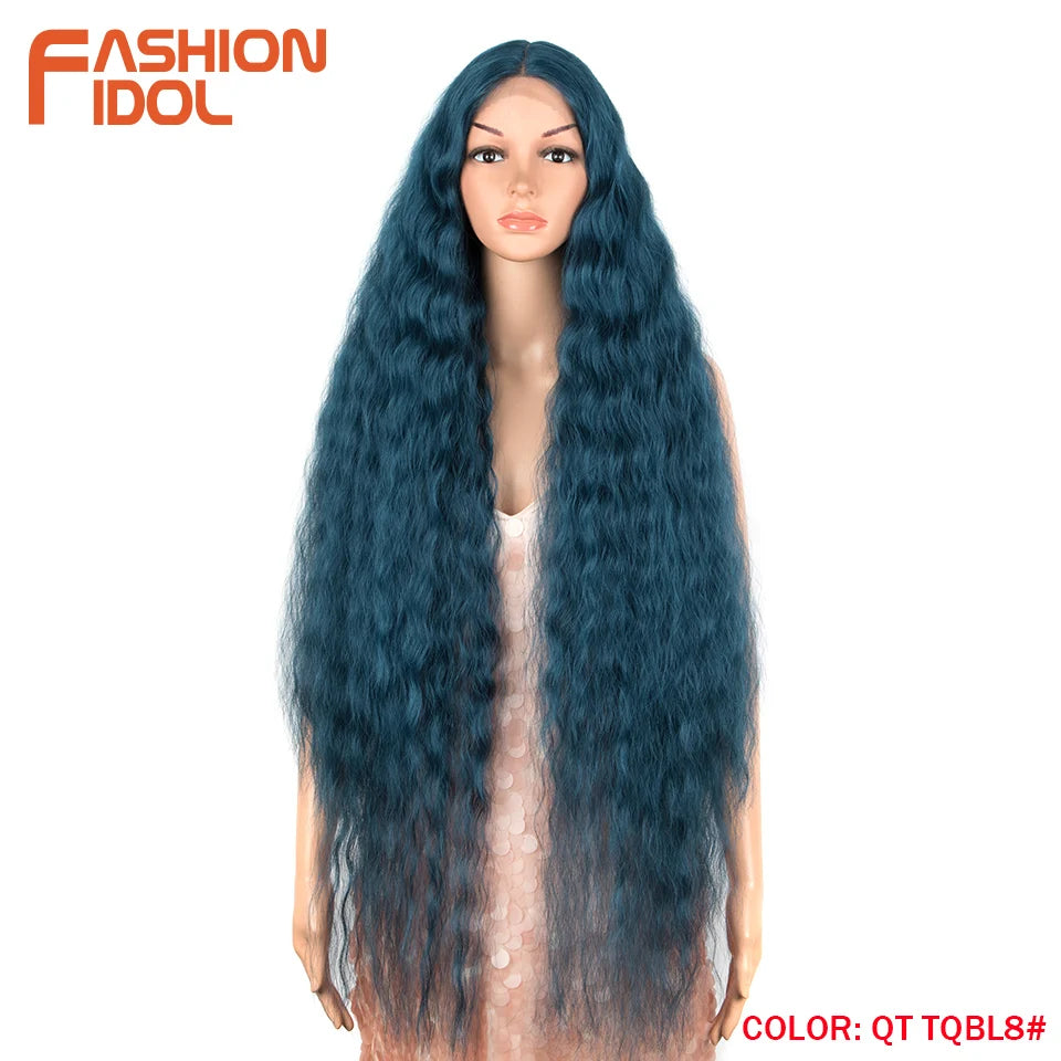 Water Wave 42 Inch Lace Front Synthetic Wigs - Various Colors Available