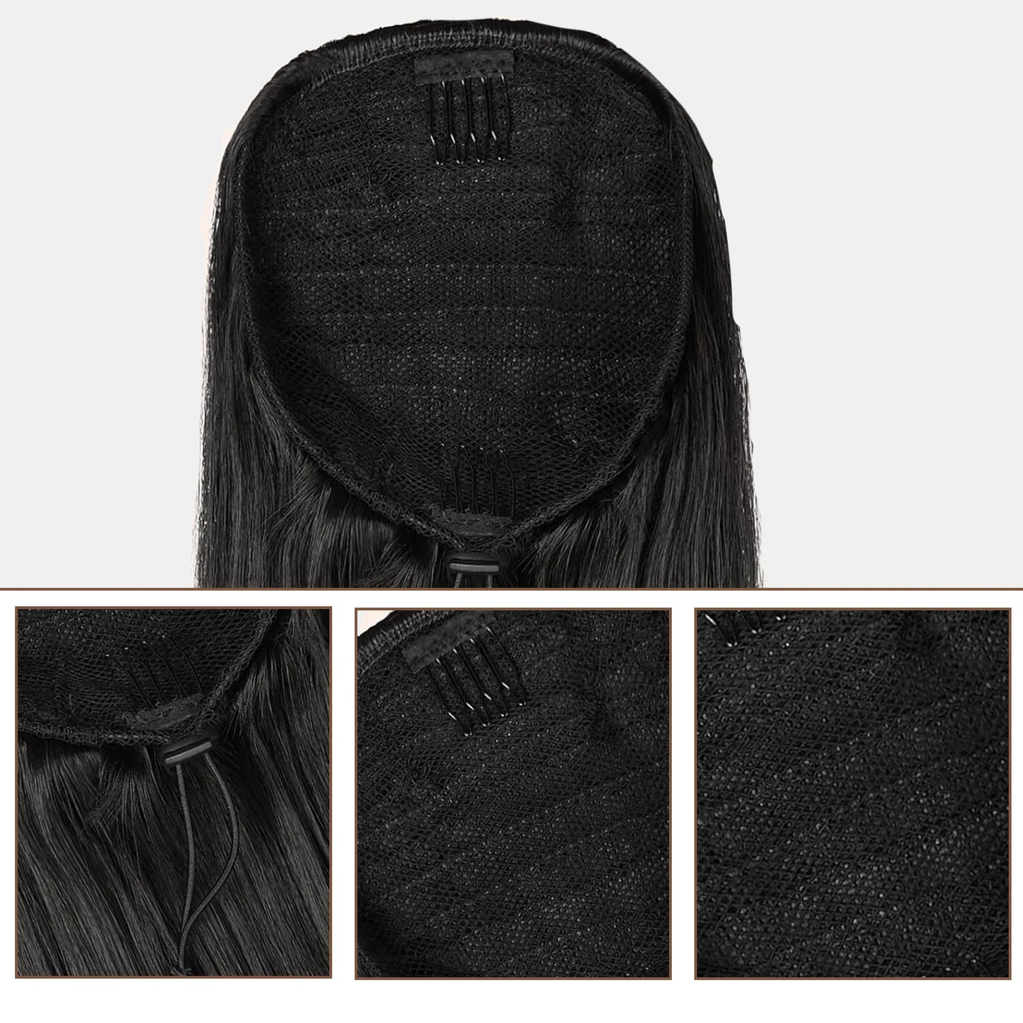 Synthetic Long Straight Drawstring Pony Tail With Clip - Various Options Available