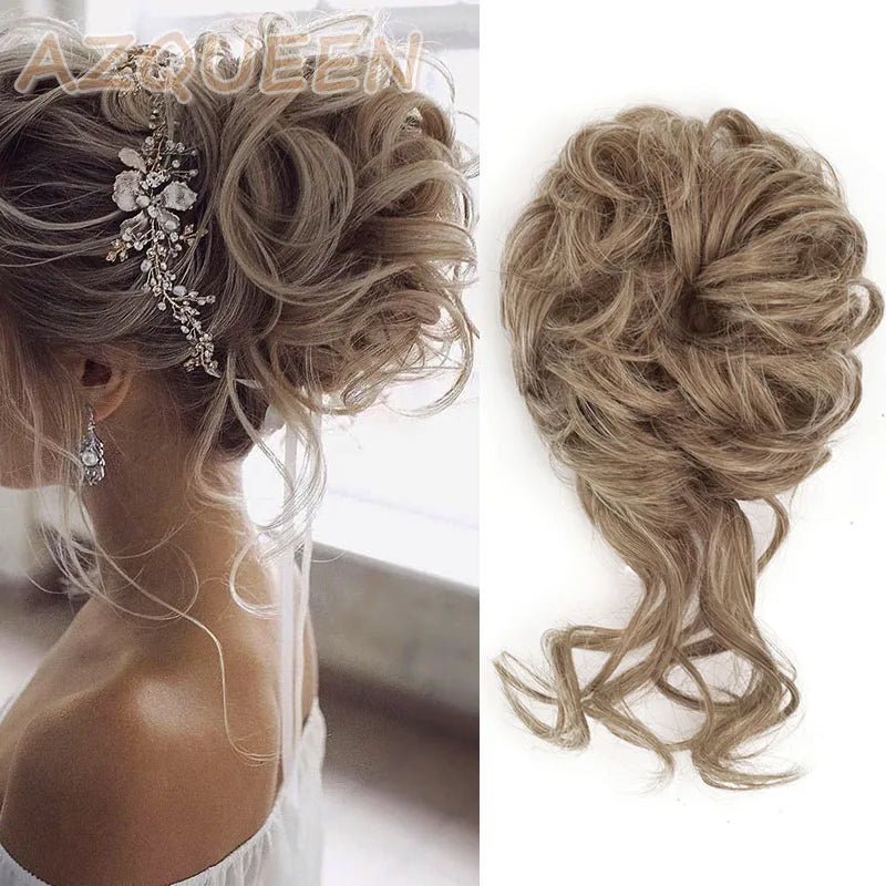 Synthetic Culrly Messy Ponytail Updo Bun with Elastic Band/Scrunchy