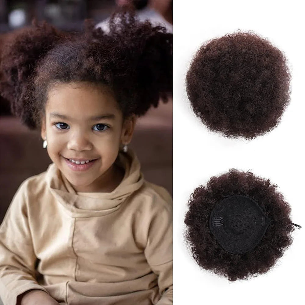 2Pcs Afro Puff Drawstring Ponytail, Synthetic Hair