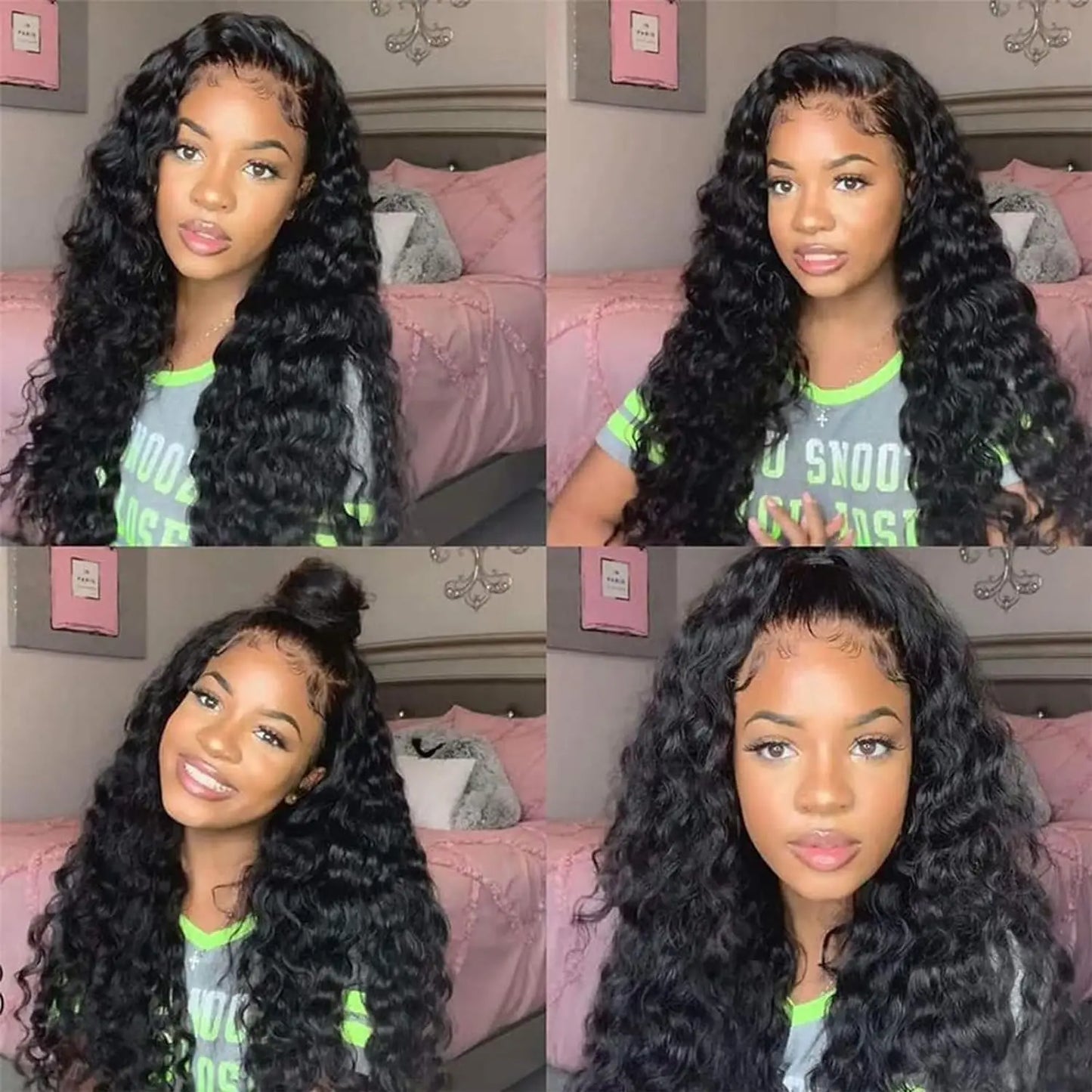 Deep Wave Brazilian Virgin Human Hair 3 Bundles With 4x4 Lace Closure