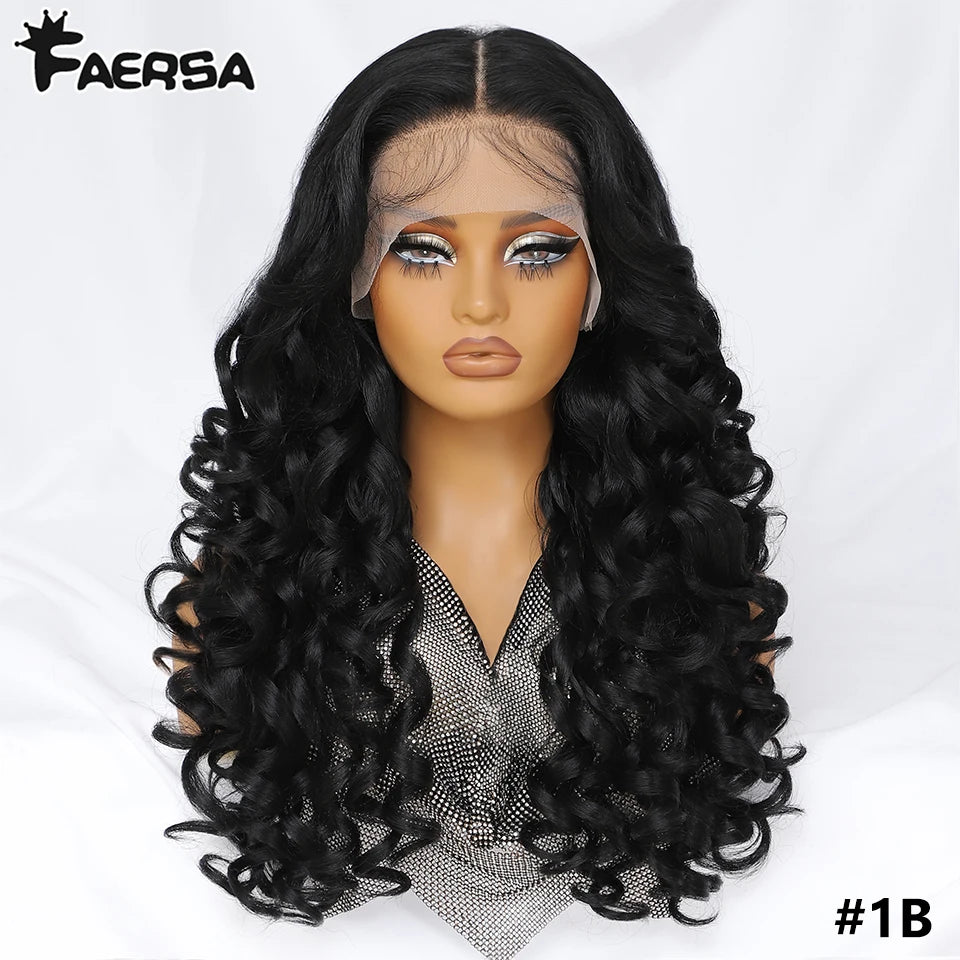 Curly Pre-Plucked Baby Hair Synthetic Lace Front Wigs - Various Colors Available