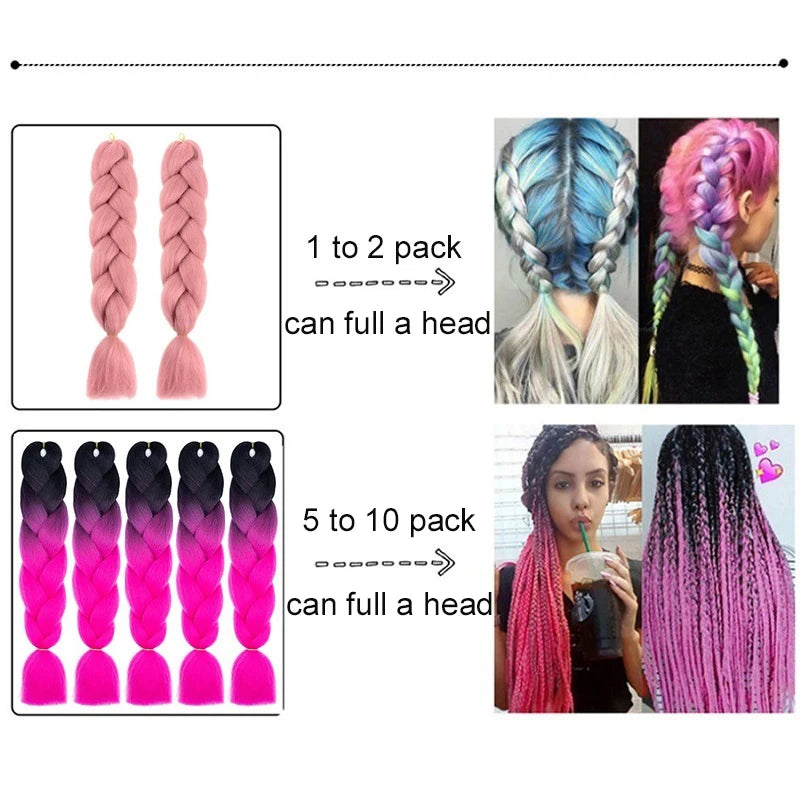 24Inch Synthetic Yaki Jumbo Braiding Hair - Various Colors Available