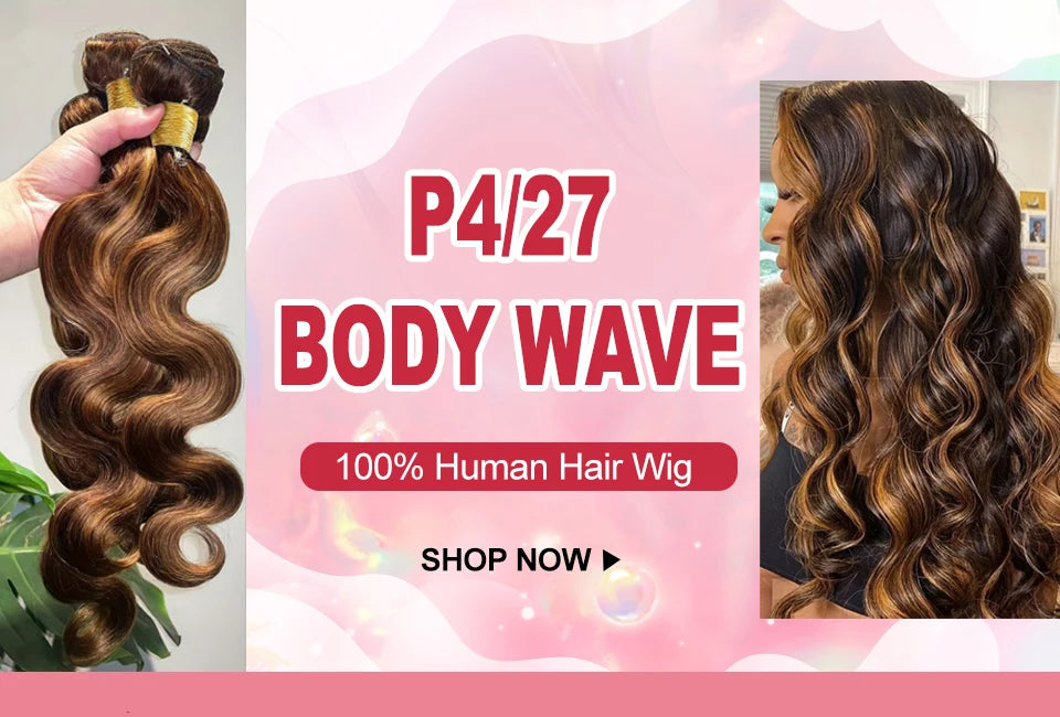 Body Wave Ginger Bundles With Blonde Body Wave Closure  - Human Hair Various Lengths