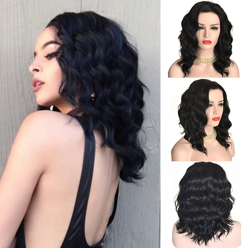 Water Wave Short Synthetic Lace Front Wigs - Various Colors Available
