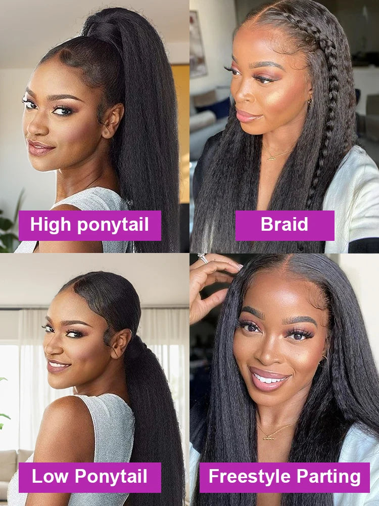 Kinky Yaki Straight - Pre Plucked HD Lace Front Human Hair Wig