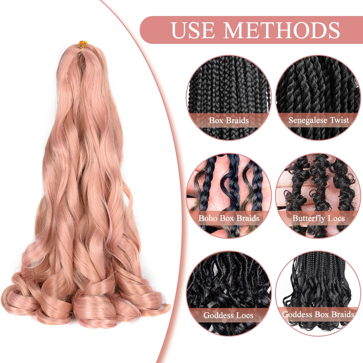 Loose French Spiral Curl Synthetic Pre-Stretched Braiding Hair