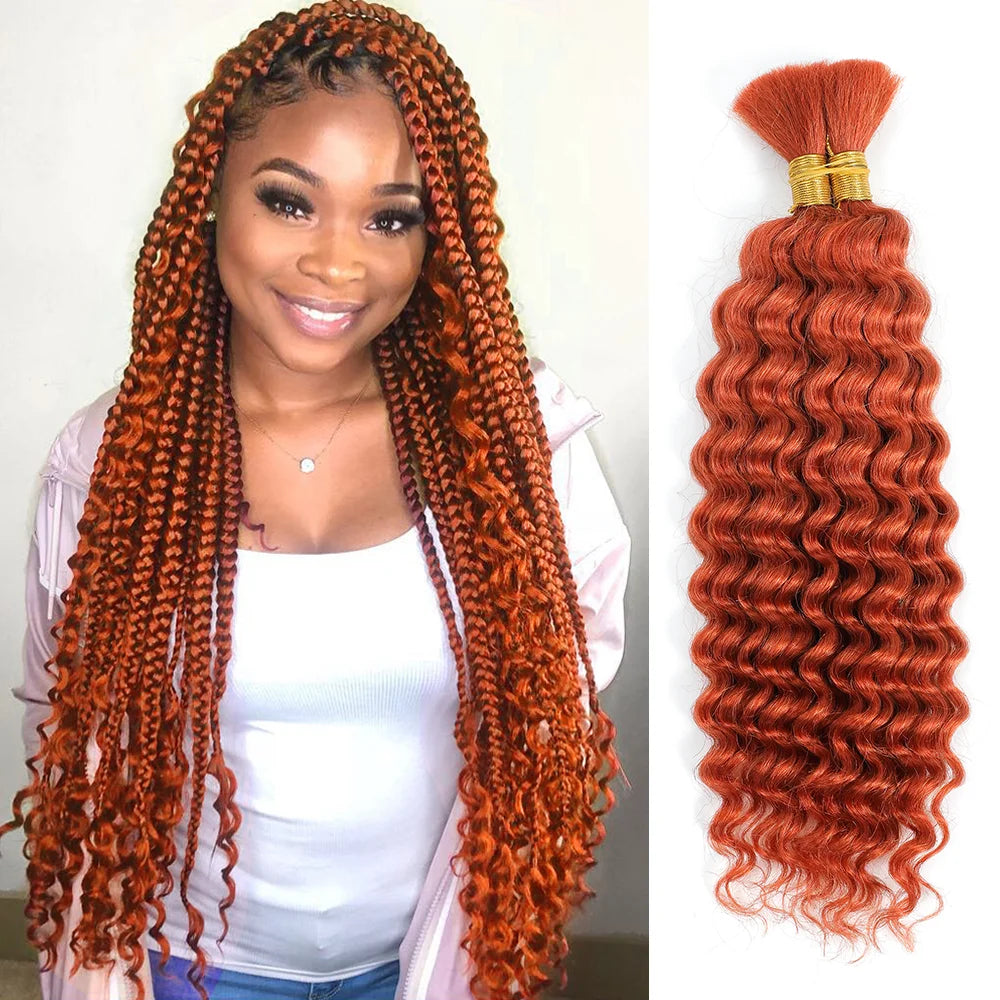 Deep Wave Bulk Human Hair for Braiding - Various Colors Available