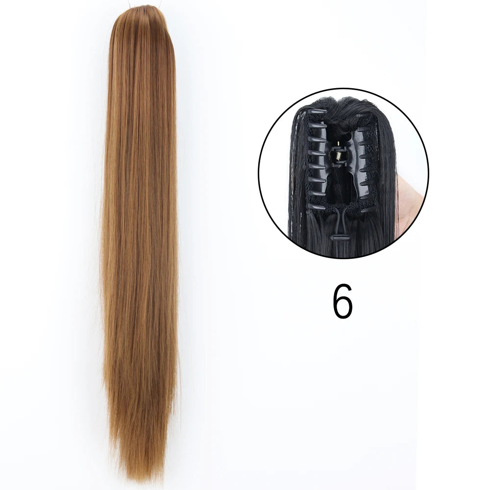 Synthetic Long Straight Claw Clip On 24Inch Ponytail