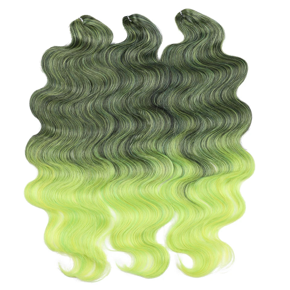 Ombre Body Wave Crochet Hair 24 Inch Long Synthetic Hair - Various Colors Available