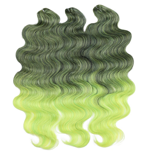Ombre Body Wave Crochet Hair 24 Inch Long Synthetic Hair - Various Colors Available