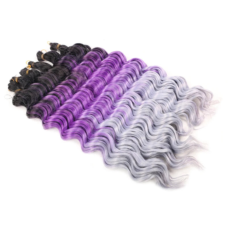 Ombre Deep Water Wave Bulk Crochet Synthetic Hair - Various Colors Available