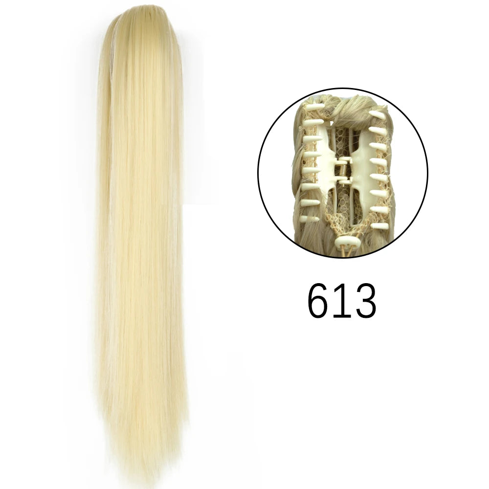 Synthetic Long Straight Claw Clip On 24Inch Ponytail